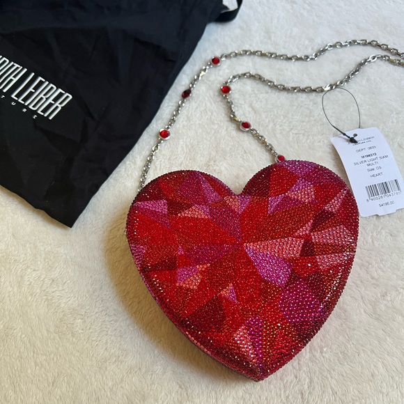 🖤SOLD🖤 Judith Leiber Couture Ruby Crystal-Embellished Heart-Shaped Clutch - Picture 6 of 17